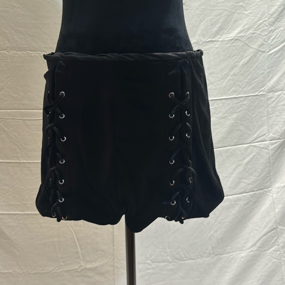 Guess Pants - Guess Dorian Velvet Lace Up High Rise Short Shorts